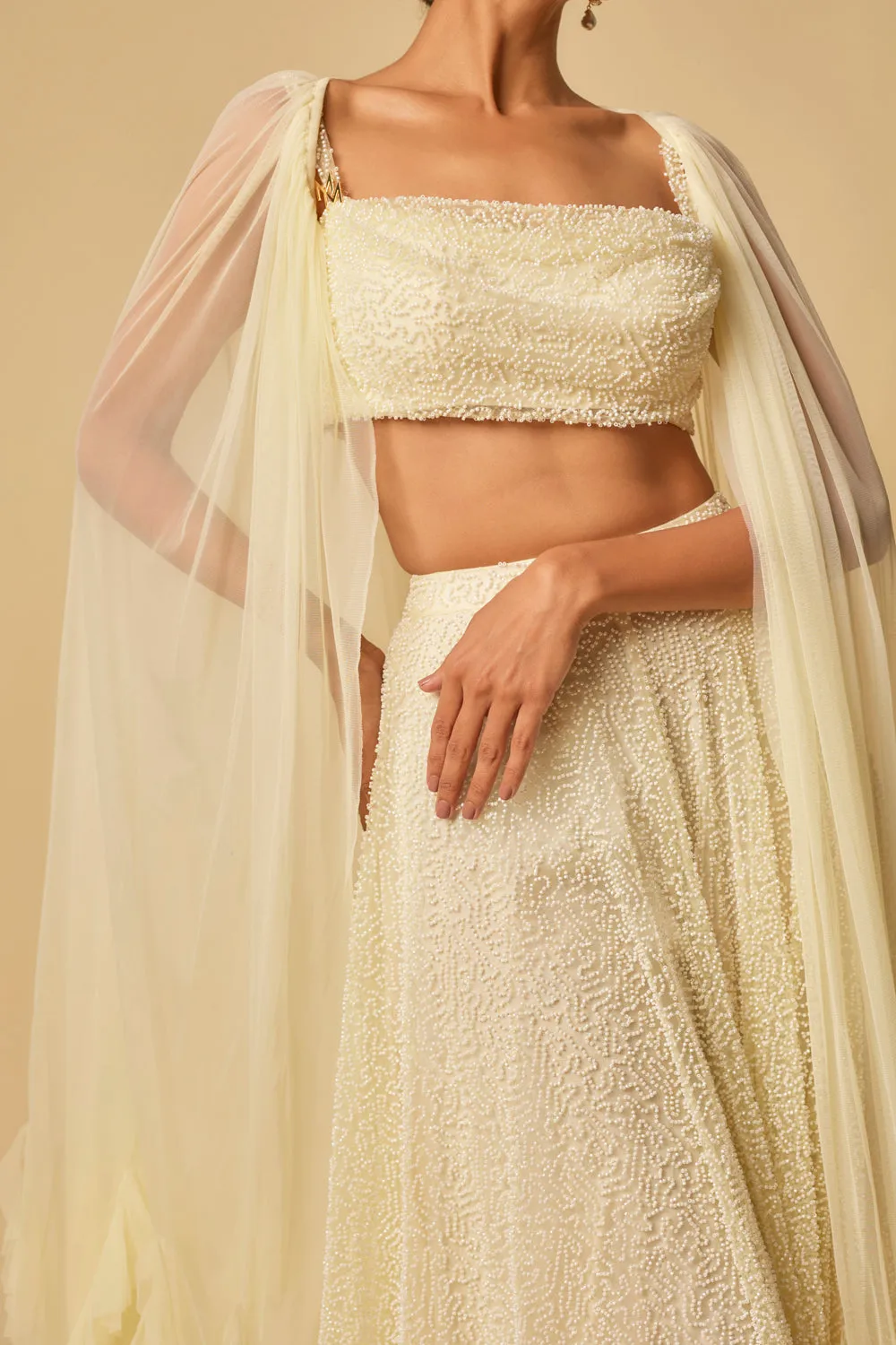 Yellow Heavy Embroidered Gharara With Blouse And Ruffle Cape