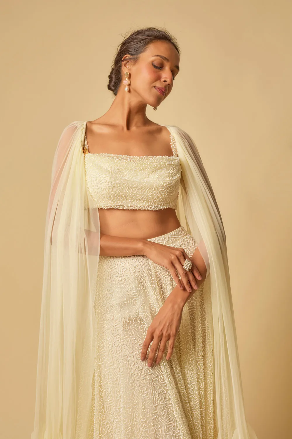 Yellow Heavy Embroidered Gharara With Blouse And Ruffle Cape