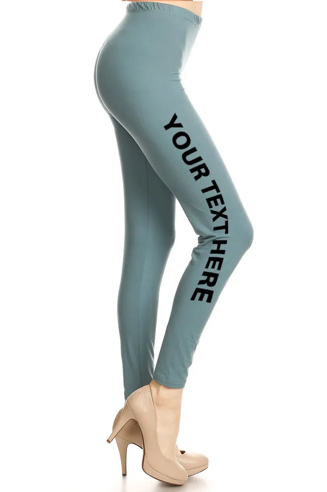 Your Own Text Customization Printed Leggings for Regular Plus 3X5X - Personalization