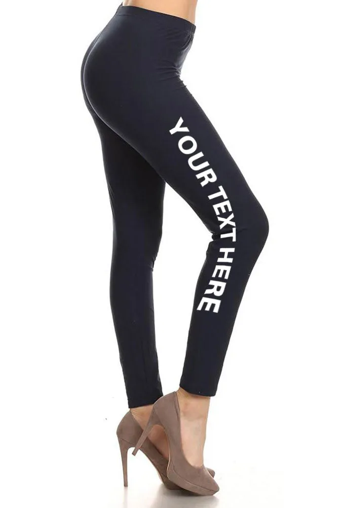 Your Own Text Customization Printed Leggings for Regular Plus 3X5X - Personalization