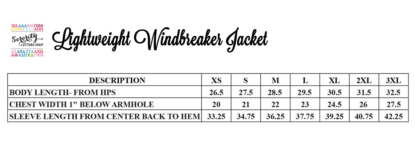 Zeta Tau Alpha Lightweight Windbreaker Jacket