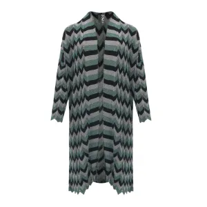 Zig Zag Lurex Cardigan - Green Plus Size